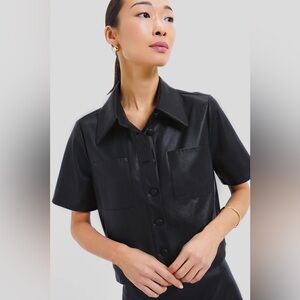 XS Tuckernuck Black Leather Audrina Top